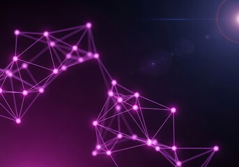 Abstract Pink Network Connections: Futuristic Technology Background with Lens Flare