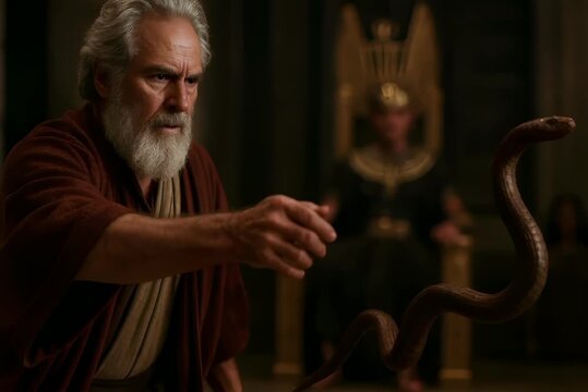 Moses' Staff Turns into a Snake: A Sign of Divine Power Before Pharaoh