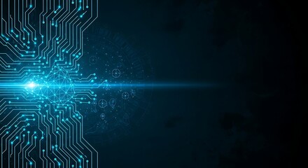 Abstract Digital Network: Futuristic Circuit Board Design, Glowing Blue Technology Background, Modern Connectivity Concept.