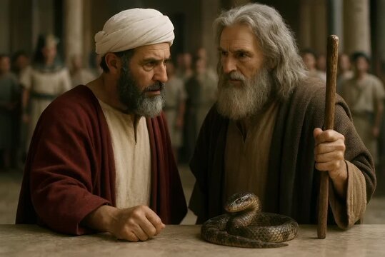 Moses' Staff Turns into a Snake: A Sign of Divine Power Before Pharaoh