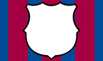 Minimalist blue and maroon striped background with a central white shield, ideal template for custom sports club logos or graphic design use.