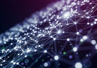 Abstract Network Connection: Glowing Nodes and Lines, Futuristic Technology Background, Digital Data Visualization
