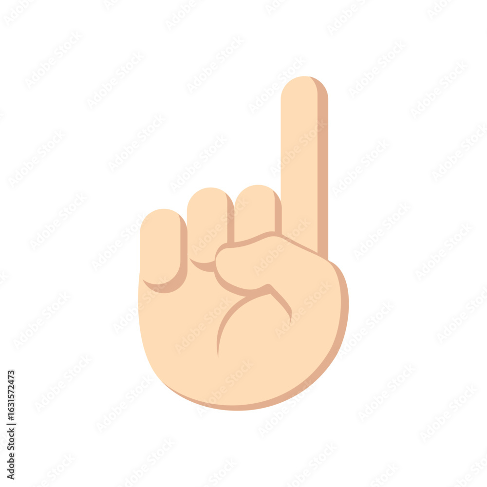 Poster illustration of a hand with the index finger pointing upwards against a plain white background view