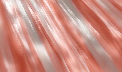 Pleated fabric in coral and white, soft folds