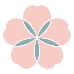Stylized pink cherry blossom with teal accents