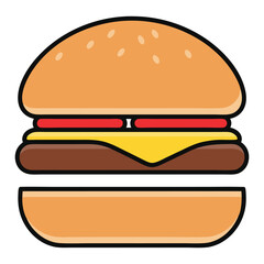 Classic cheeseburger icon with sesame seed bun