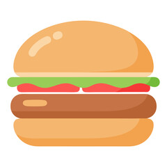 Simple flat illustration of a classic hamburger