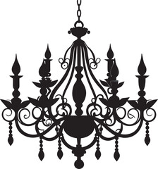 Ornate Chandelier Silhouette with Intricate Details and Vintage Charm