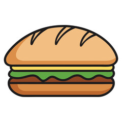 Simple cartoon illustration of a delicious sub sandwich