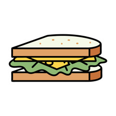 Deliciously simple cheese and lettuce sandwich illustration