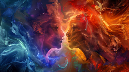 Twin flames merging as yin-yang energy vortex