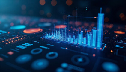 Data Visualization: A high-tech data interface displays a complex graphical representation of interconnected digital information, bringing the intricate world of data to life.