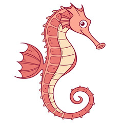 Fototapeta premium Cute cartoon seahorse isolated on white background