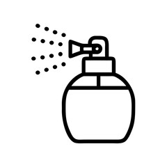 Obraz premium Illustration of a perfume bottle with a spray nozzle emitting a fine mist on a plain white background