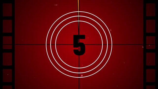 4K 10 to 0 second old film countdown timer. Vintage film countdown