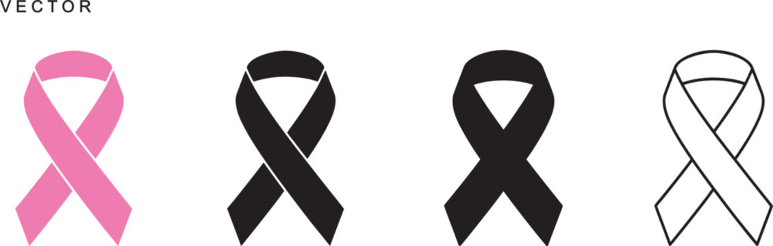 Breast cancer awareness ribbon, Pink ribbon vector icon set, cancer awareness icon, symbol, logo design, Vector Illustration