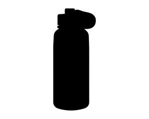 Black silhouette of a water bottle, promoting hydration and healthy lifestyle