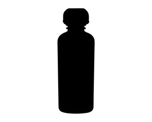 Black silhouette of a simple water bottle on a white background