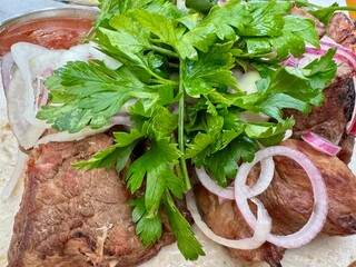 Shashlik in a restaurant