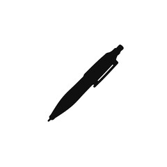 Silhouette of cracked ballpoint pen on white background, creative symbolism