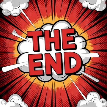 Epic Finale: Comic Book Style THE END in Bold Sunburst Adventure!
