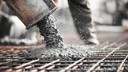 Concrete pouring on a construction site showcases skilled craftsmanship and precision in building foundations