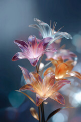 High-Quality Transparent Lilies with Colorful Artistic Lighting

