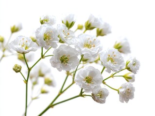 Obraz premium Delicate Gypsophila Blossoms: Closeup of Ethereal White Baby Breath Flowers on a Clean Background