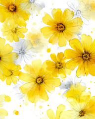 Golden Bloom Watercolor Floral Pattern