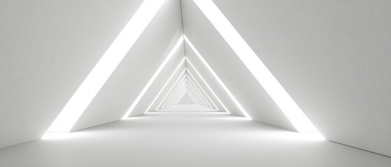 Abstract White Corridor with Light, Interior Architecture