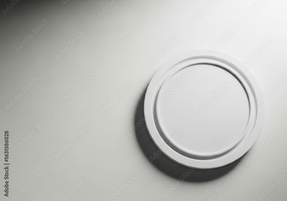 Aufkleber photo of a simple white circular object with a textured surface and subtle lighting, creating a mini