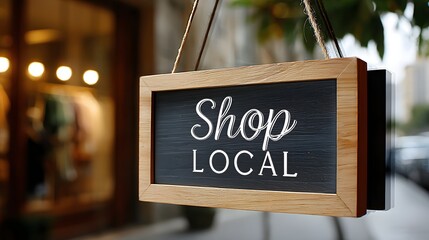 Wooden Sign with Handwritten Typography Promoting Local Business Outside Retail Store
