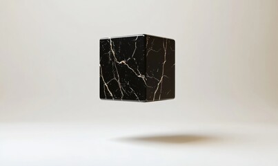 Abstract cube with vein pattern geometric design element and modern art