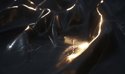 Abstract dark material with golden light texture background for design