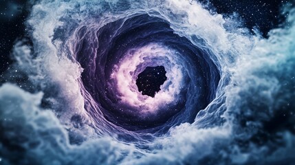 A conceptual cosmic swirl detailed abstract background. A powerful, glowing vortex pulls in distant stars and nebulae, symbolizing the immense gravitational forces at work in space.