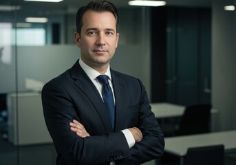 Fototapeta premium Professional businessman executive corporate leader confident office attire formal portrait successful man suit tie