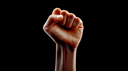 Raised Fist of Determination Against a Dark Background Symbolizing Empowerment and Strength