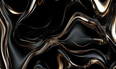 Abstract fluid wave background with gold shimmering liquid texture