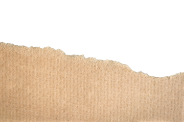 Kraft ripped paper torn edges on transparent background.