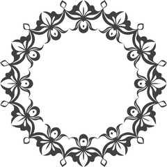 Ornamental frame border with elegant floral swirls and vintage decorative flourishes, black and white vector outline for wedding invitation, greeting card, or certificate design