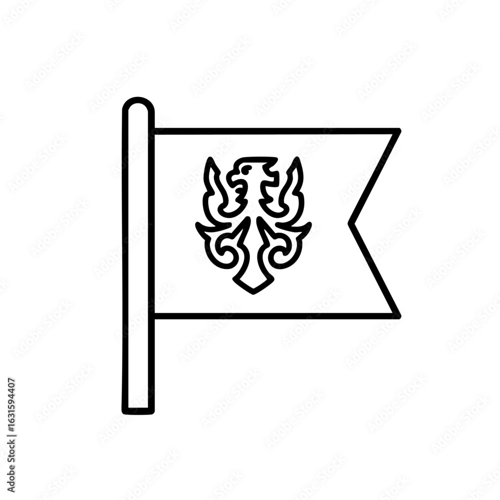Poster flag illustration showcases a stylized crest design with clean lines, offering an imagefx design ele