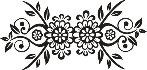 Floral ornament divider vector illustration, elegant vintage swirl design for invitations, borders, certificates, wedding cards, and decorative frames in classic black line art style