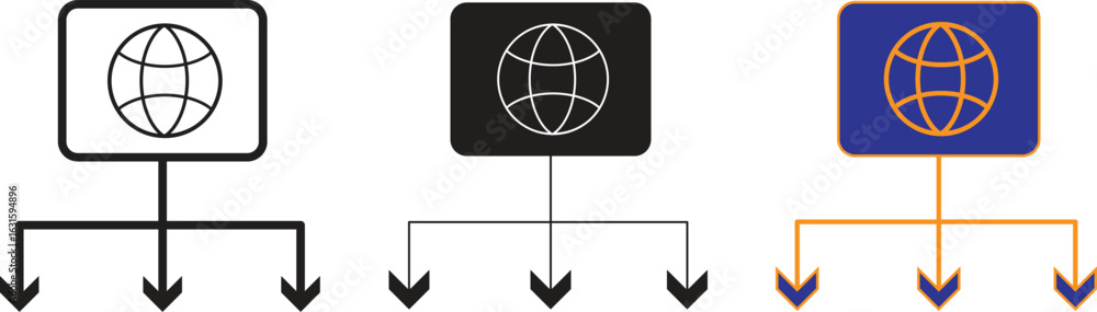 Poster web illustration set with globe icon design and business target concept