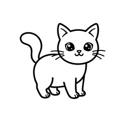 Obraz premium Cute cat in outline on white background. This image showcases an endearing cartoon cat with simple, clean lines, perfect for Image FX. Simple rendering of cat design adds charm and personality,