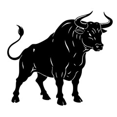 Powerful bull silhouette image, strong animal illustration perfect for branding.  Majestic bull, symbol of strength and power, ideal for logo design.