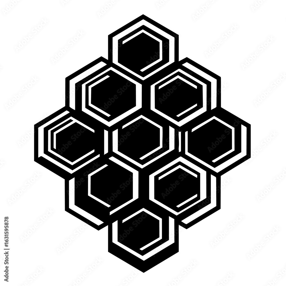Aufkleber geometric structure shows honeycomb pattern on white background. geometric structure showcases inter