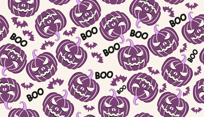 Halloween seamless pattern pumpkins vector flat design background printable textile