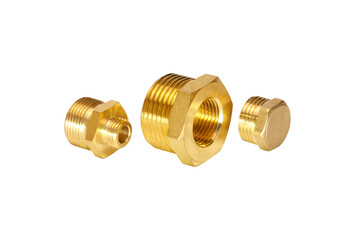 Precision Brass Hex Bushing Plug Pipe Fittings Isolated