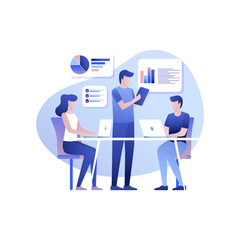 Team Meeting with Laptops & Charts – Data-Driven Project Planning