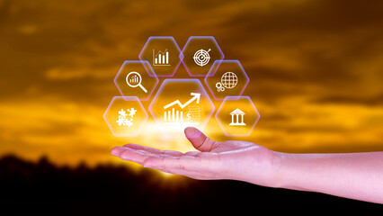 Finance Gdp growth strategy plan concept, finance and investment, Diversification management,...